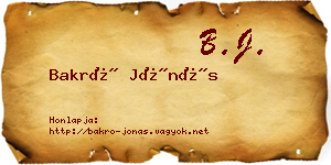 Bakró Jónás névjegykártya